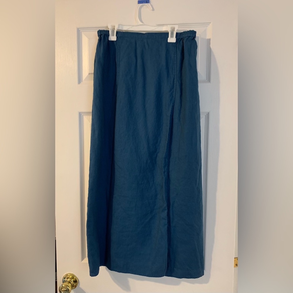 Vintage denim blue linen skirt